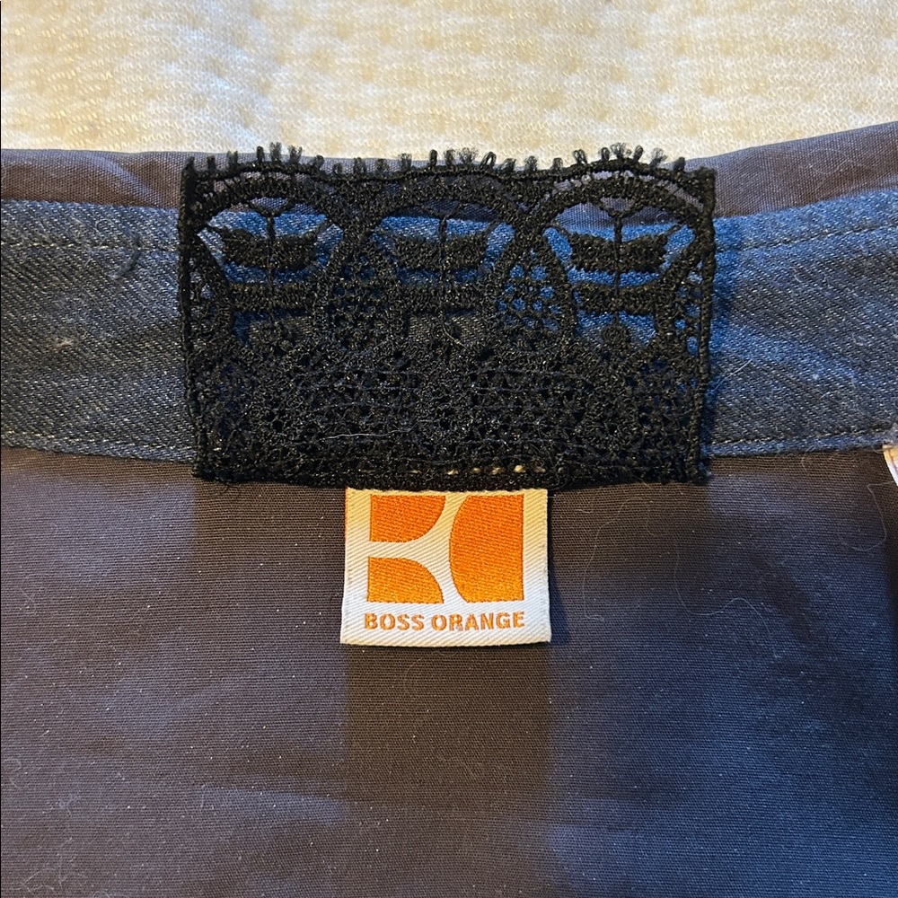 BOSS ORANGE women’s aubergine Shirt with denim details